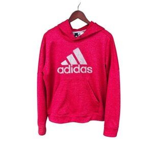 Adidas Hoodie Climawarm Women's Size large  Pink Long Sleeve Logo Hooded